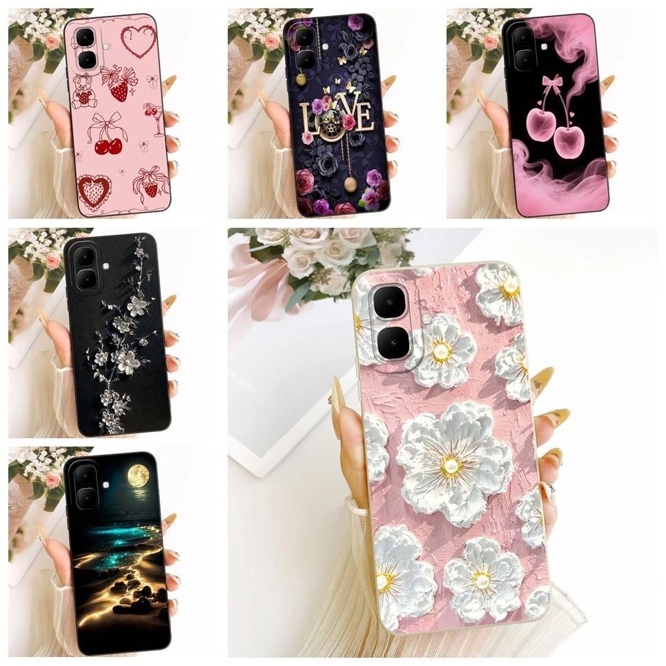 Ốp Điện Thoại In Hình Mèo Anh Đào Cho Infinix Smart 10 X6725 Ốp Lưng Silicon Lỏng Mờ Funda Cho Vỏ Thông Minh 10 Plus