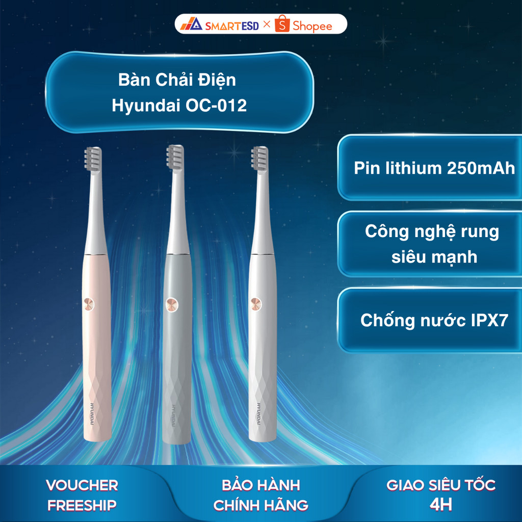 Bàn Chải Điện Hyundai OC-012 - Công nghệ rung siêu mạnh - Bảo hành chính hãng 12 tháng