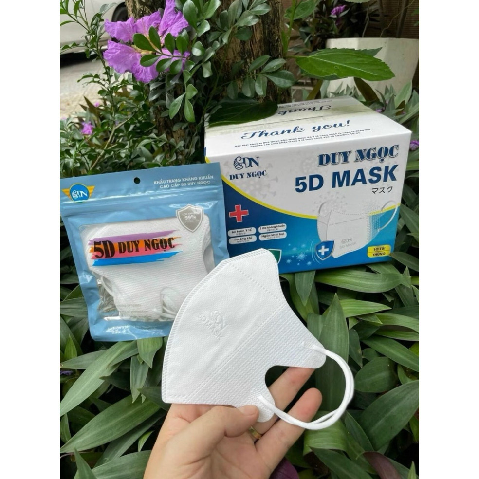 Thùng 100 chiếc khẩu trang 5D Duy Ngọc kháng khuẩn, chống tia uv, dùng 1 lần, khẩu trang DUY NGỌC