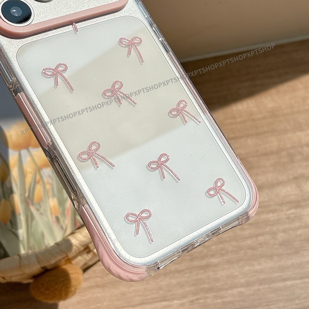 Ốp Điện Thoại Acrylic Emboss Stars Bowknot Cho iPhone 17 Pro Max 16 15 Pro Max Vỏ Bảo Vệ Bốn Góc Chống Sốc