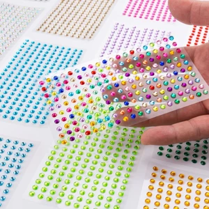Trẻ Em Miếng Dán Kim Cương Handmade DIY Đồ Chơi Trang Sức 4MM200 Miếng Acrylic Tròn Màu Kim Cương Đi Kèm Dán Trẻ Em Sân Khấu Trang Điểm Mặt Lông Mày Dán Kim Cương