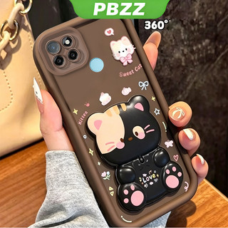 Ốp Lưng Cho Realme C21Y C25Y C21 Vỏ Điện Thoại Vỏ Mềm Silicon Chống Sốc Thiết Kế Mới Thẩm Mỹ Có Giá Đỡ 360° Gương trang điểm mèo dễ thương cho bé gái JTXMMZJ