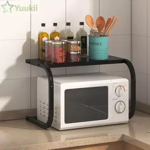 Giá đựng đồ nhà bếp YUUKII, Giá lò vi sóng bằng kim loại dày, Kệ lưu trữ nhà bếp đa chức năng hai lớp tiết kiệm không gian Tổ chức đồ dùng nhà bếp