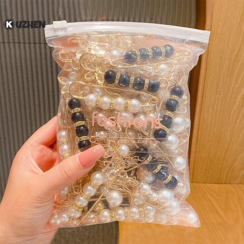 KUZHEN 1 Bộ Quần Áo Thời Trang Thổ Cẩm Điều Chỉnh Eo Cho Nữ Ngọc Trai Ve Áo Pin Áo Len Đầm Trâm Cài Huy Hiệu Bule DIY Phụ Kiện HOT