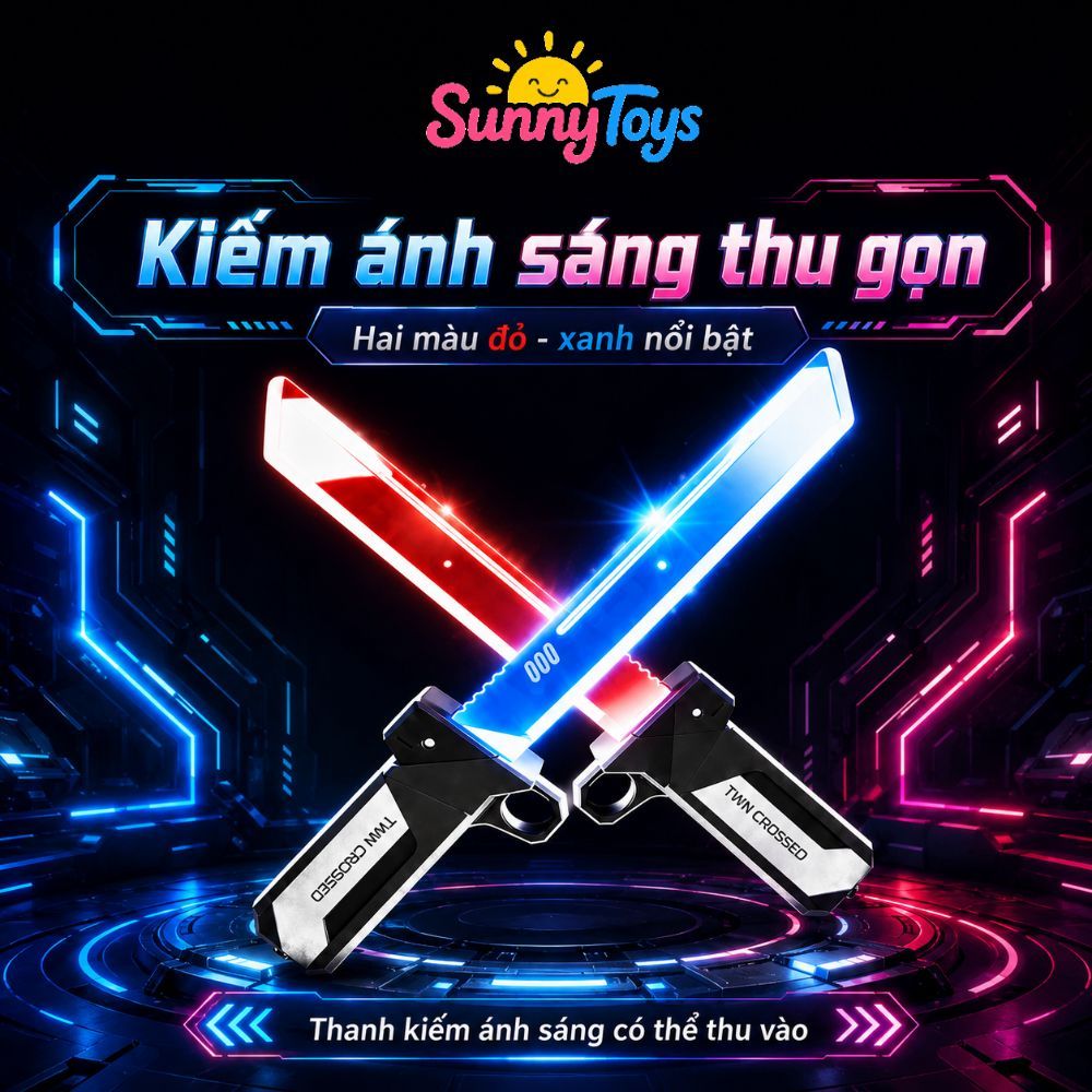 Bộ Kiếm Ánh Sáng Phát LED SunnyToys - 2 Kiếm Ghép Đôi Cho Bé Chơi Nhập Vai Chiến Binh