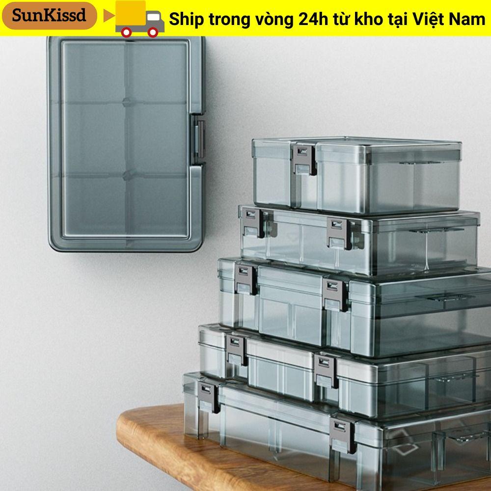 Hộp lưu trữ vít SUNKISSD, Phụ kiện mũi khoan dày Hộp phụ kiện dụng cụ bằng nhựa, Lưới phân loại Mini đa chức năng có thể tháo rời trong suốt