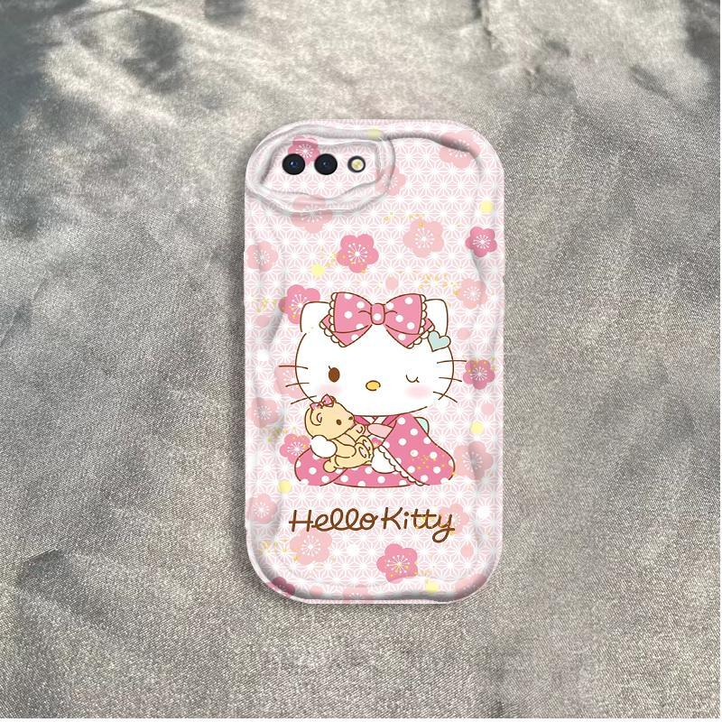 Ốp Silicon Hoạt Hình Cho OPPO A3S A1K A12E AX5 Realme C2 Bảo Vệ 3D Vỏ Điện Thoại Mềm TPU Kitty Sinh Viên Ốp Lưng Chống Sốc