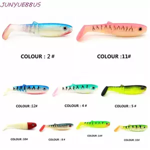 JUNYUE88US 5 CÁI Wobblers đuôi chữ T, Mồi đuôi chữ T nhân tạo 8cm / 6g, Câu cá Swimbait Worm Pesca Sinh học Mồi mềm Cá chép