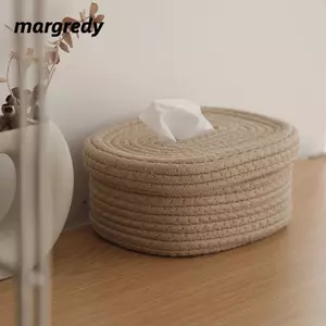 MARGREDY Dệt Hộp Khăn Giấy Để Bàn, Hộp Giấy Bơm Hình Chữ Nhật Di Động, Túi Bảo Quản Trang Trí Nhà Túi Đựng Khăn Giấy Dây Cotton