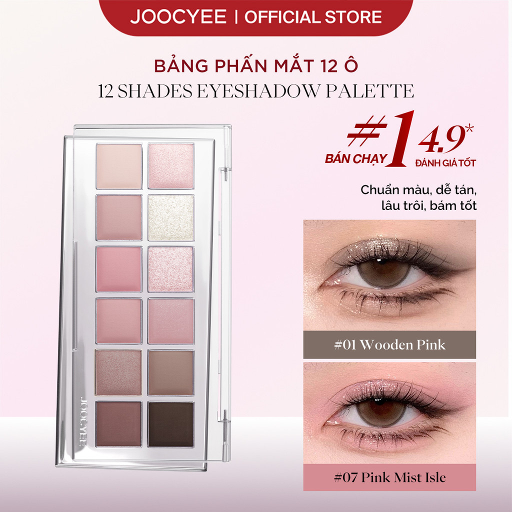 Bảng phấn mắt 12 ô JOOCYEE 12 Shades Eyeshadow Palette đa năng dễ tán nhũ sáng bền màu 14g