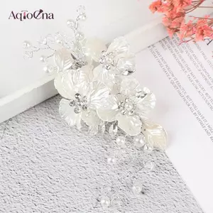 AqToCna Cô Dâu Pha Lê Ngọc Trai Hoa Tóc Phụ Kiện Tóc Cưới Phụ Kiện Tóc AqToCna