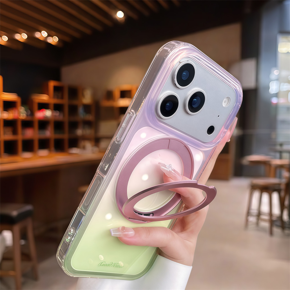 Ốp điện thoại đứng từ tính gradient thời trang cho iPhone 17 Pro Max 16 15 pro max Bảo vệ ống kính chống rơi Vỏ cứng bảo vệ điện thoại
