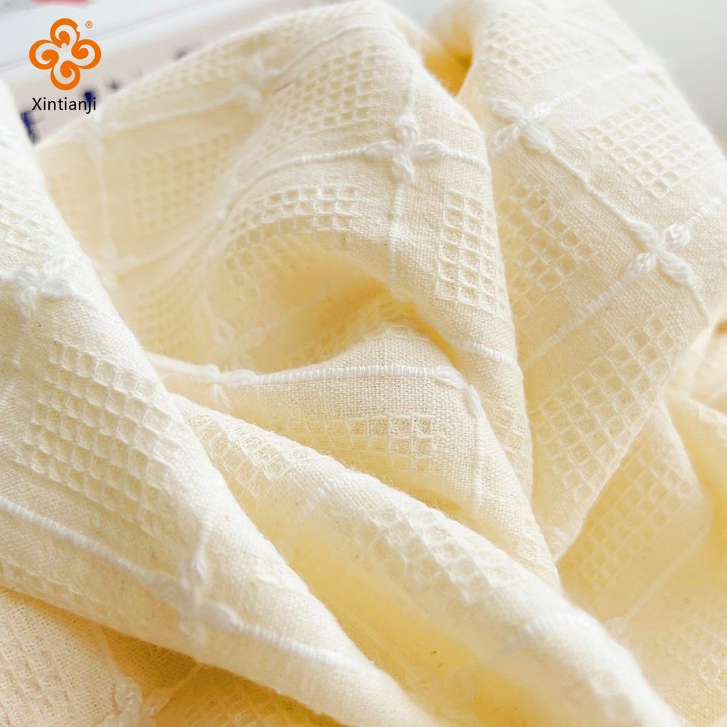 Waffle Jacquard DIY Vải Cotton Polyester Cho Búp Bê Quần Áo Nữ Đầm May Chất Liệu Túi Xách Tóc Scrunchies