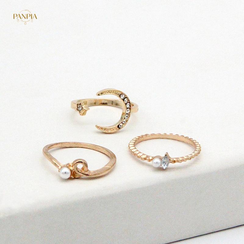 PNPIA- 10 Cái / bộ Nhẫn Ngôi Sao Mặt Trăng Nữ Bé Gái Bohemian Bộ Trang Sức Quà Tặng Phụ Kiện