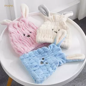 PNPIA-Áo Tóc Khô Hấp Thụ Mạnh Mẽ Tắm Thi San Hô Lông Cừu Khăn Tắm Tai Dài Thỏ Sấy Siêu Mềm Mũ Turban Đồ Dùng Tắm