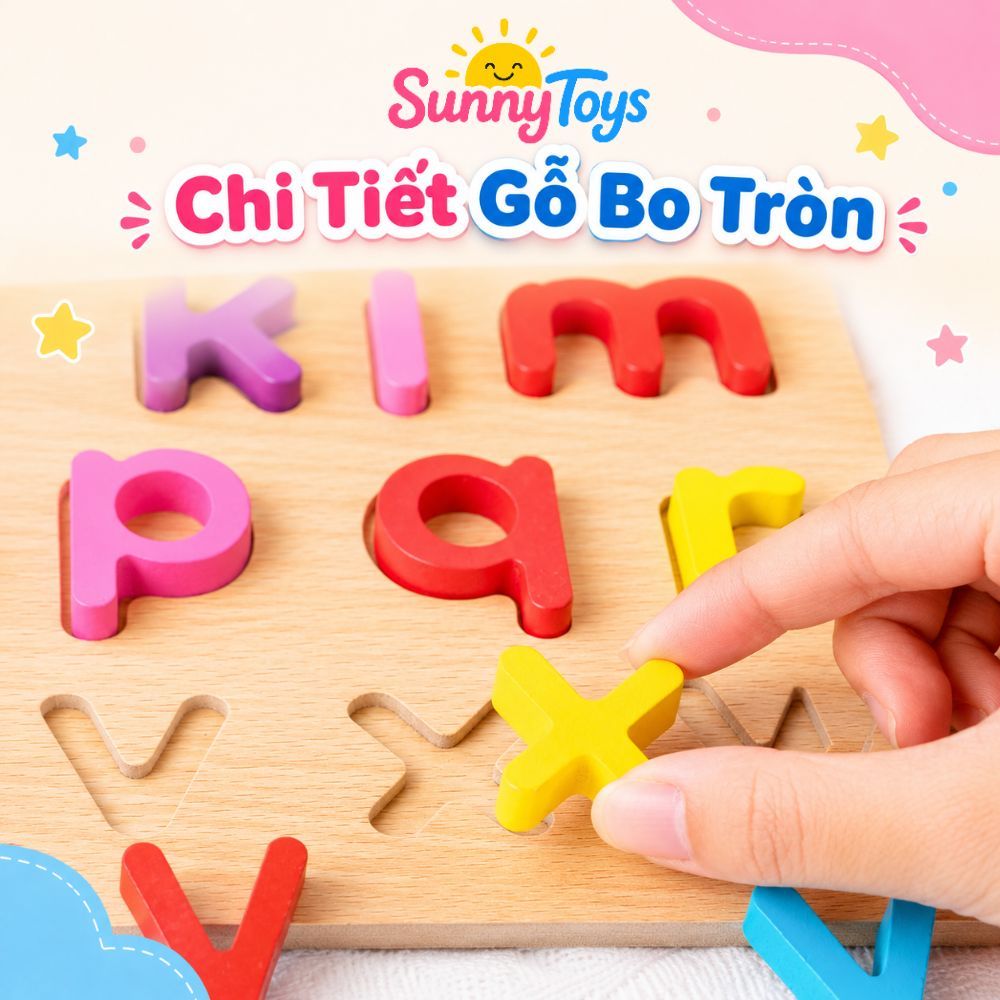 Bảng Ghép Chữ Số Gỗ Nổi SunnyToys - Bé Học Tiếng Việt Và Đếm Số Qua Trò Chơi