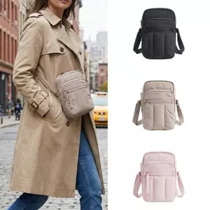Túi đeo vai KIKIN Nữ Túi đeo chéo Nylon nhẹ có túi phía trước có khóa kéo