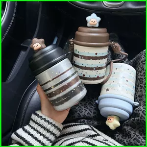 YB2 Nắp Chai Nước Cách Nhiệt Dây Đeo Di Động Thép Không Gỉ Du Lịch Tumbler Sọc Cốc Giữ Nhiệt