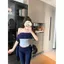 Hot Girl Màu tương phản không đều Áo thun ngắn tay một vai Mùa hè Phong cách mới Slim-Fit S