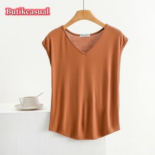 Áo cotton nữ modal mùa hè 2024 không dây trơn dáng rộng cổ tròn thời trang giản dị M-2XL