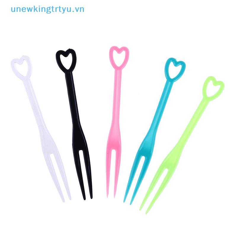 Unewtyu 500 Cái / 200 Chiếc Nĩa Bánh Hình Trái Tim Mini Trẻ Em Nhựa Món Tráng Miệng Nĩa Trái Cây Bộ Đồ Ăn Tiệc Nướng Dụng Cụ VN