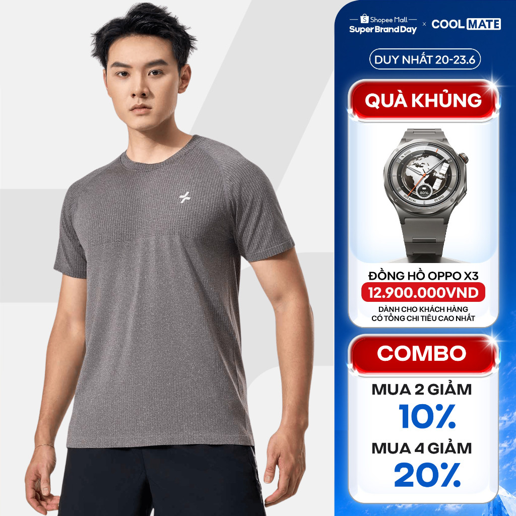 [MUA 4 GIẢM 20%]Áo thun thể thao nam tập gym pickleball Training Seamless Body Mapping mát lạnh thoáng khí Coolmate