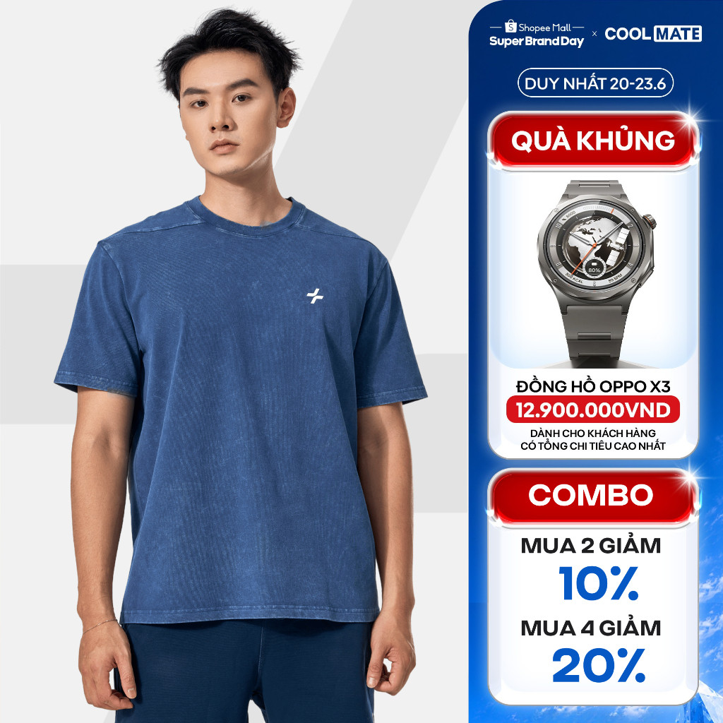 [MUA 4 GIẢM 20%]Áo thun thể thao nam tập Gym Cotton Oversize Comfort Washed thấm hút, thoáng mát, co giãn Coolmate