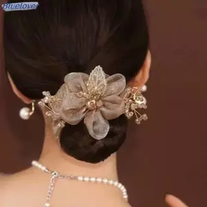 Bluelover Thanh Lịch Kim Cương Giả Hoa Dây Buộc Tóc Nữ Đuôi Ngựa Bóng Đầu Dây Cao Su Scrunchie Nhẫn Mới