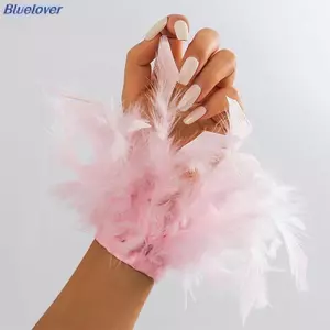 Bluelover Nhiều Màu Sắc Lông Vũ Vòng Tay Trang Trí Móng Tay Dây Đeo Tay Cho Ảnh Làm Móng Tay Lông Vũ Gợi Cảm Làm Móng Tay Phụ Kiện Vòng Tay Mới