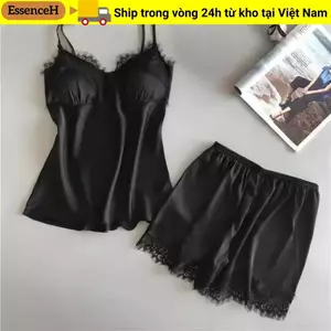ESSENCEH Bộ Đồ Ngủ Dây Nữ, Bộ Đồ Ngủ Mỏng Polyester Mùa Hè, Quần Short Sling Bộ Đồ Giải Trí Thoáng Khí Bộ Đồ Gia Đình