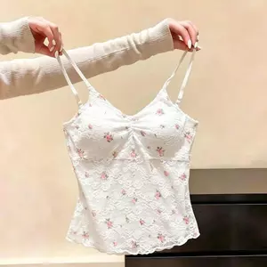 Áo yếm ren hoa gợi cảm ngọt ngào với miếng đệm ngực Slim-fit Slimer Look Beautiful Back Top