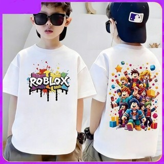 Áo phông mùa hè cho bé trai và bé gái in hình Roblox mát mẻ, được làm từ chất liệu cotton mềm mại, thoải mái