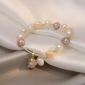 Mèo May Mắn Baroque Vòng Tay Ngọc Trai Tự Nhiên Nữ Niche Thiết Kế Ánh Sáng Sang Trọng Sinh Viên Bạn Gái Mori Vòng Tay 6.23