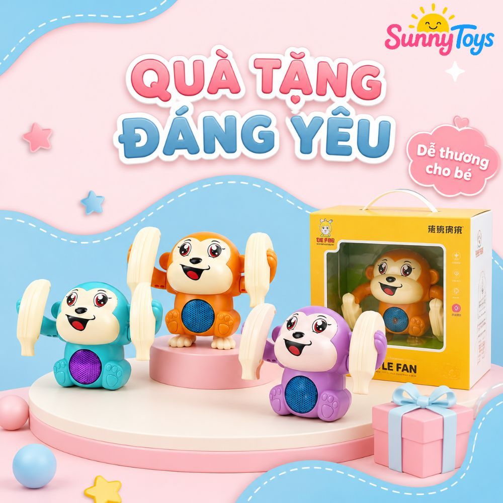 Khỉ Nhào Lộn Phát Sáng SunnyToys - Đồ Chơi Tự Lộn Vòng 360 Độ Cho Bé 1-3 Tuổi
