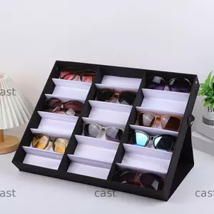 CAST 18 Lưới Kính Khay Da Đế Bảo Quản Kính Mắt Hộp Sắp Xếp