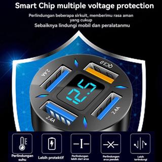 Bộ sạc ô tô 4 cổng USB 66W, sạc nhanh USB3.0 100W, màn hình LED kỹ thuật số, an toàn, tốc độ cao, dành cho iOS/Android.
