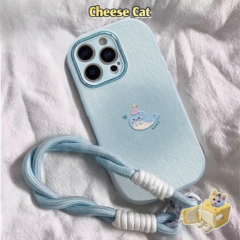 Ốp Lưng Điện Thoại Cá Voi Xanh Dây Buộc Màu Xanh Cho iPhone 13 14 15 12 11 16 17 Pro Max Xs Max XR 7 8 Plus