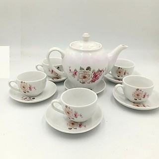 Bộ ấm chén Bát Tràng hoa cỏ mùa xuân uống trà ngày tết đẹp