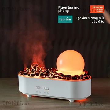 Máy tạo ẩm Máy tạo độ ẩm hình núi lửa sáng tạo với đèn ba màu, máy tạo độ ẩm để bàn hình ngọn lửa, máy tạo khói, quà tặn