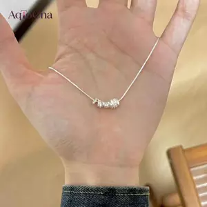 AqToCna 1 Chiếc Thép Không Gỉ Xương Đòn Dây Xích Nelace Thời Trang Màu Bạc Tre Trái Tim Mặt Dây Chuyền Nelace Cho Nữ Y2K Trang Sức Quà Tặng AqToCna