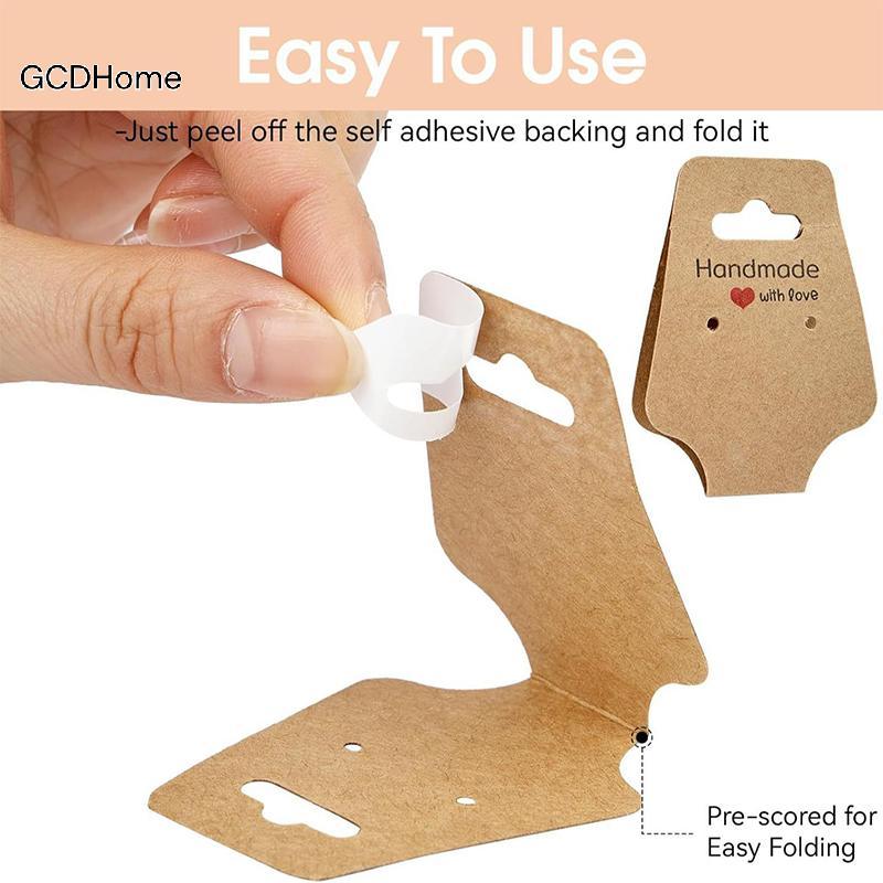 GCDHome 100 Cái / lốc Nelace Thẻ Mặt Dây Chuyền DIY Handmade Gấp Cho Kẹp Tóc Vòng Tay Trang Sức Hiển Thị Giấy Tự Dính Treo Thẻ Thẻ HOT