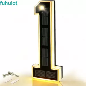 Mảng bám số nhà LED FUHUIOT, ngoại thất được chiếu sáng Không có dây Đèn số nhà có đèn năng lượng mặt trời, Biển báo địa chỉ được chiếu sáng Hiện đại 6.7IN Đèn báo số địa chỉ LED Nhà