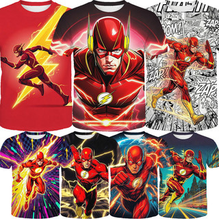 The Flash The Flash DC Siêu Anh Hùng Trẻ Em Áo Thun Tay Ngắn 3-13 Tuổi Bé Trai Marvel Lightning In Hình Đầy Đủ Thoáng Khí Nửa Tay Giữa Lớn Trẻ Em Mùa Hè Quần Áo Trẻ Em Thường Ngày