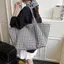 Túi Tote vải E-WOITD Gingham có thiết kế kẻ sọc trắng và không gian rộng rãi Hoàn hảo cho công việc đi học Mua sắm Sử dụng hàng ngày E-WOITD