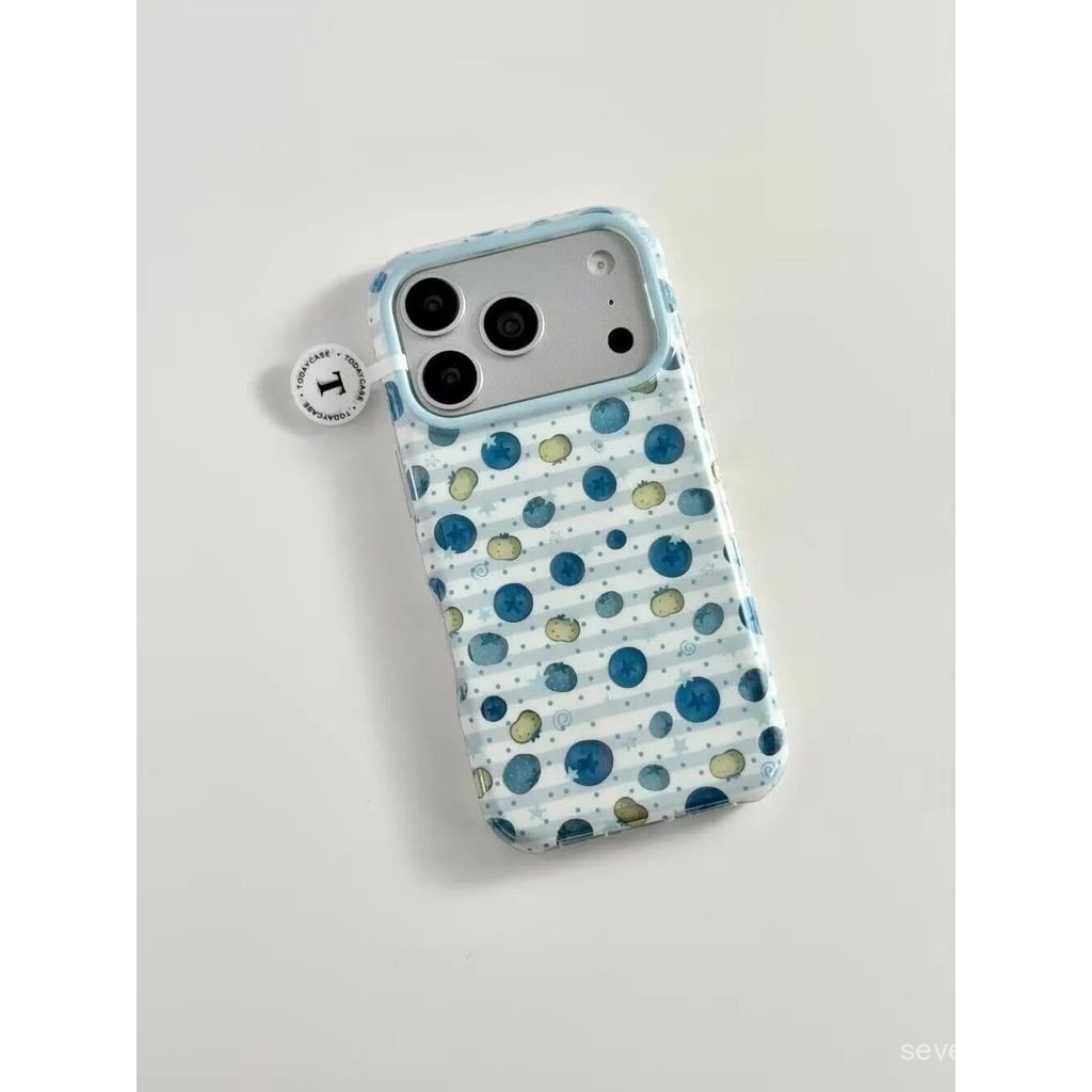 Ốp Điện Thoại Thích Hợp Cho iPhone XS XR 11 12 13mini 14 15 16 17 Pro max Plus Air Polka Dot Stripes Blueberry Vỏ Bảo Vệ Chống Sốc Bao Gồm Tất Cả DKQX