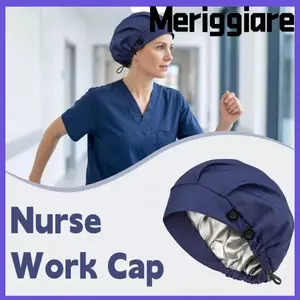 Mũ làm việc trong phòng mổ MERIGGIARE, Mũ che nắng Cotton co giãn cao, Mũ che đầu thoải mái Lớp lót Satin thoáng khí Mũ khăn xếp hai lớp Công việc y tá