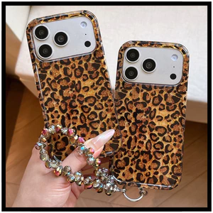 Dành Cho iPhone 17 Pro Max 16 15P Thời Trang Vàng Da Báo IMD Craft TPU Mềm Bảo Vệ Chống Sốc Vỏ Điện Thoại Có Dây Xích Chống Mất Chống Trầy Xước Vỏ Chống Bụi Bẩn