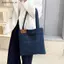 # HB # Túi Tote Denim màu xanh đậm Miếng dán phía trước chống mài mòn Nhà thơ Dây đeo chắc chắn mềm mại để đi học Sách tạp hóa mang theo.