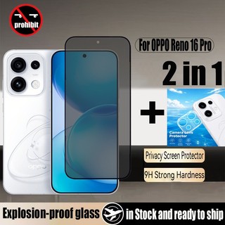 Kính cường lực bảo vệ màn hình riêng tư chống nhìn trộm 2 trong 1 cho OPPO Reno 16 Pro 5G với phim máy ảnh ống kính thủy tinh 9D
