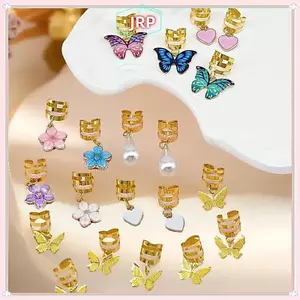 JRP 20 Chiếc Bướm Bím Kẹp Pha Lê Dreadlo Phụ Kiện Tóc Nhiều Màu Sắc Bướm Mặt Dây Chuyền Quyến Rũ Ngọc Trai Sáng Bóng Tóc Trang Sức JRP